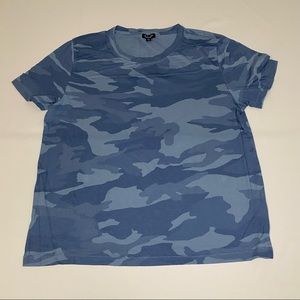 Splendid Womens Indigo Blue Camouflage T-shirt Short Sleeve Size XL